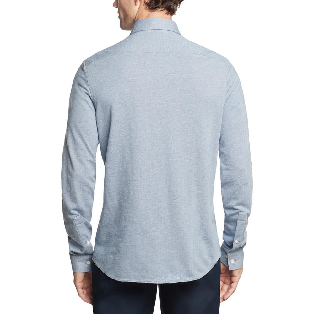 Men's Fine Gauge Knit Slim Fit Untucked Dress Shirt商品第2张图片规格展示