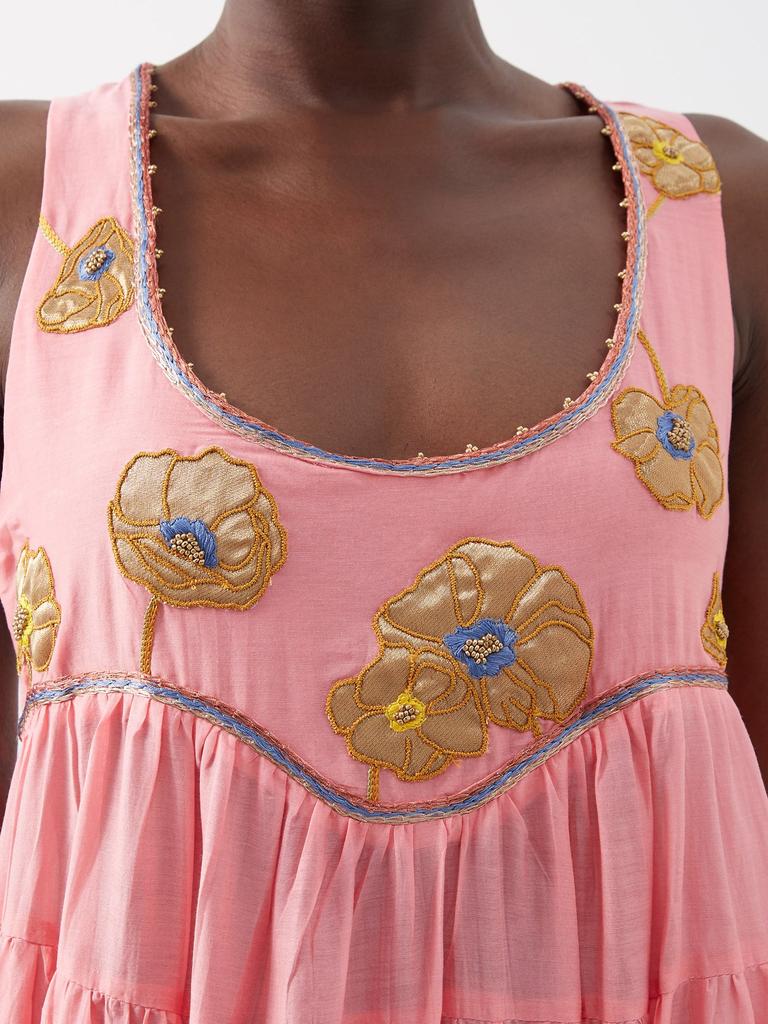 Yassina silk-embroidered cotton maxi dress商品第3张图片规格展示