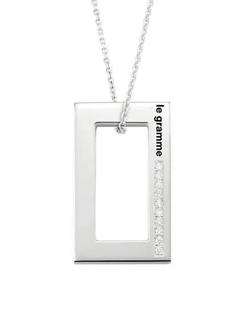 商品Le Gramme|3.4G Polished Sterling Silver &amp; Diamond Medallion Pendant Necklace,价格¥6525,第1张图片
