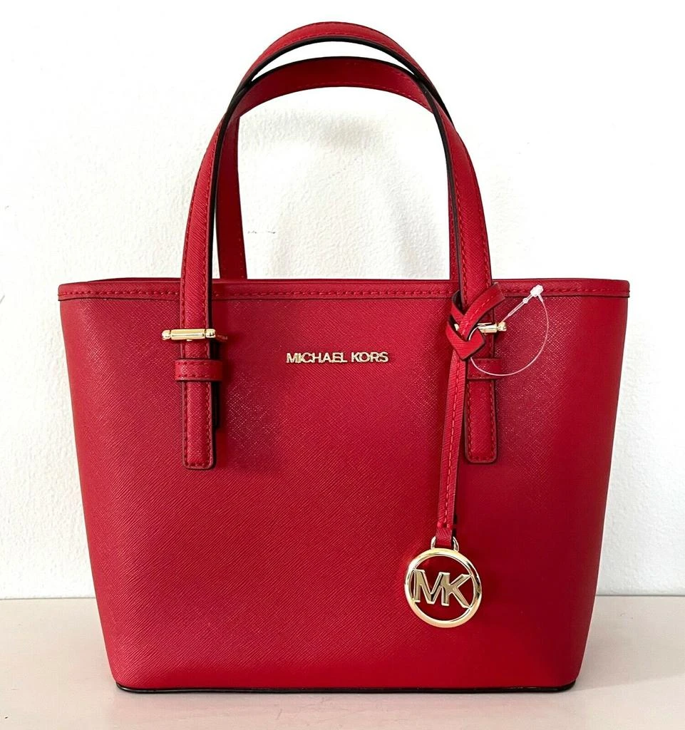 商品Michael Kors|Michael Kors Jet Set Travel XS Flame Red Leather Carryall Tote Crossbody Bag,价格¥1431,第1张图片