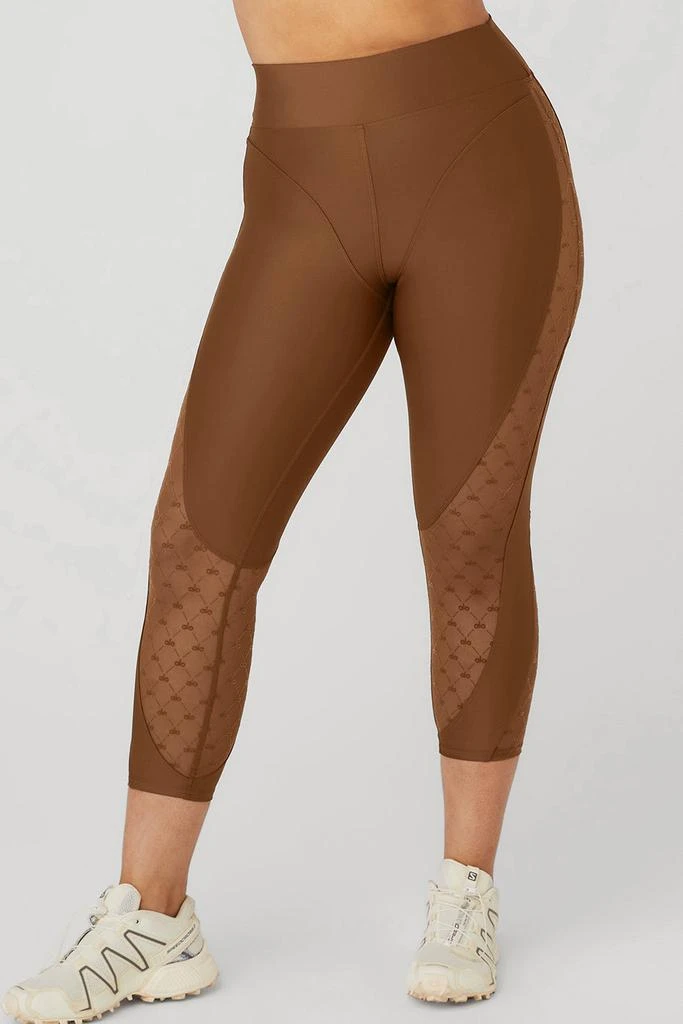 商品Alo|Airlift Mesh High-Waist Celeste Capri - Cinnamon Brown,价格¥475,第2张图片详细描述