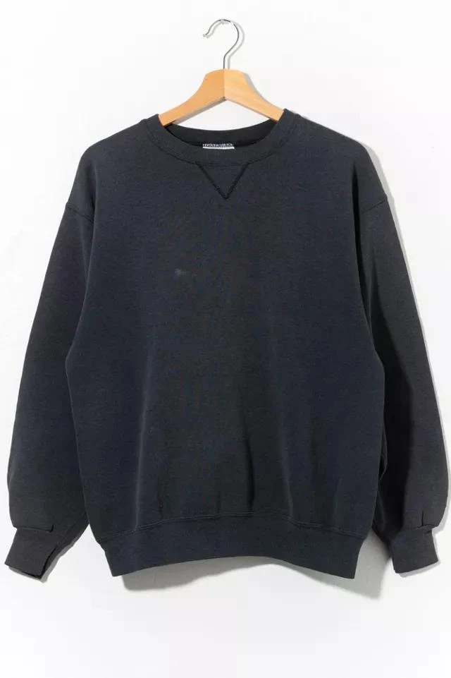 商品Urban Outfitters|Vintage 1990s Black Blank V-Stitch Distressed Crewneck Sweatshirt,价格¥1217,第1张图片