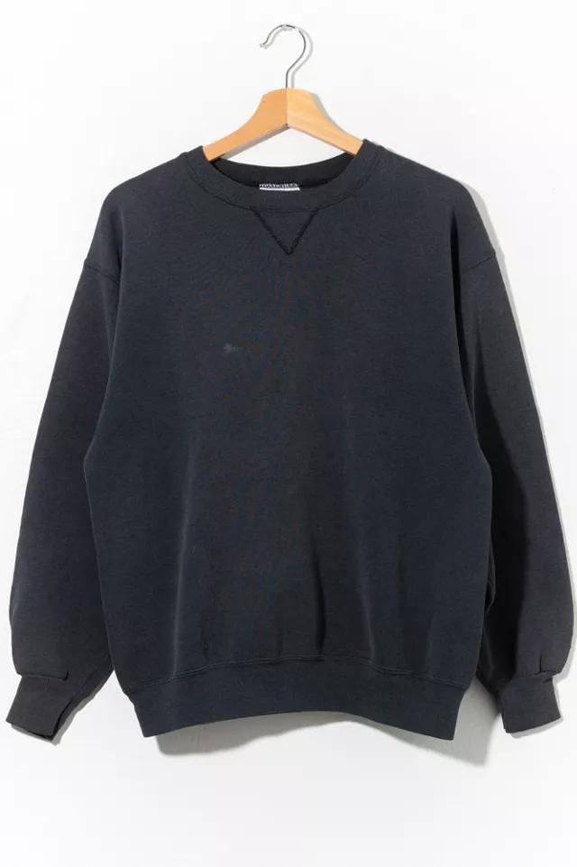 商品Urban Outfitters|Vintage 1990s Black Blank V-Stitch Distressed Crewneck Sweatshirt,价格¥1171,第1张图片