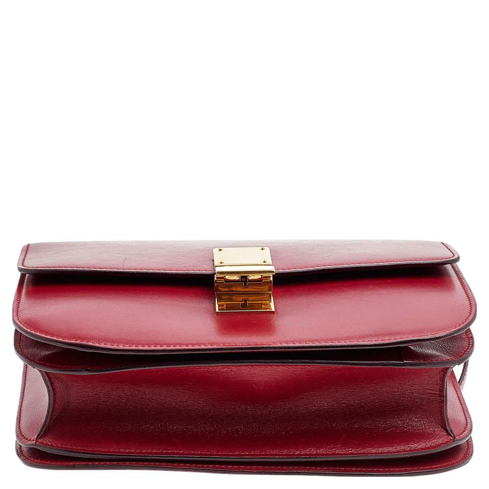 Celine Red Leather Medium Classic Box Shoulder Bag商品第6张图片规格展示