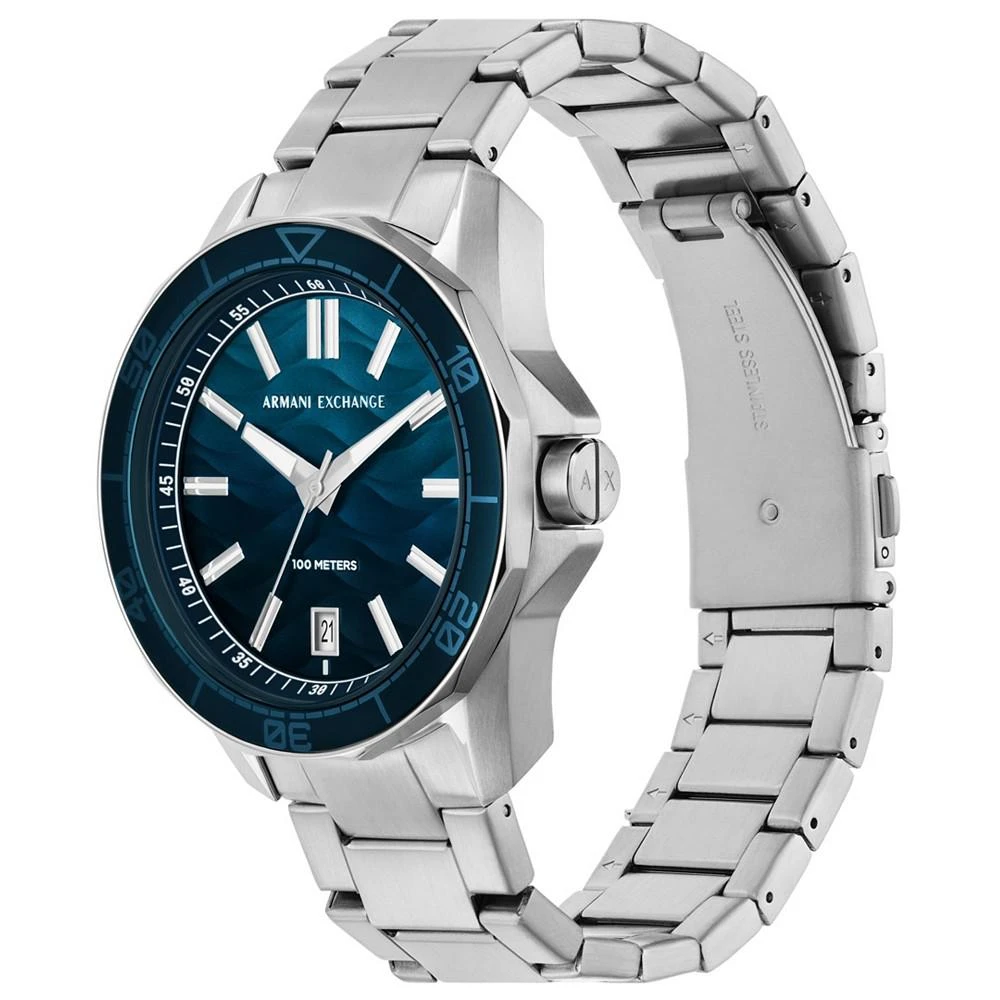 商品Armani Exchange|Men's Quartz Three Hand Date Silver-Tone Stainless Steel Watch 44mm,价格¥1469,第4张图片详细描述