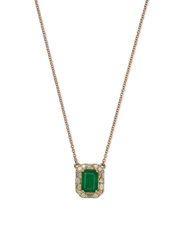 商品Bloomingdale's|Emerald & Diamond Halo Pendant Necklace in 14K Yellow Gold, 18" - Exclusive,价格¥10418,第1张图片详细描述