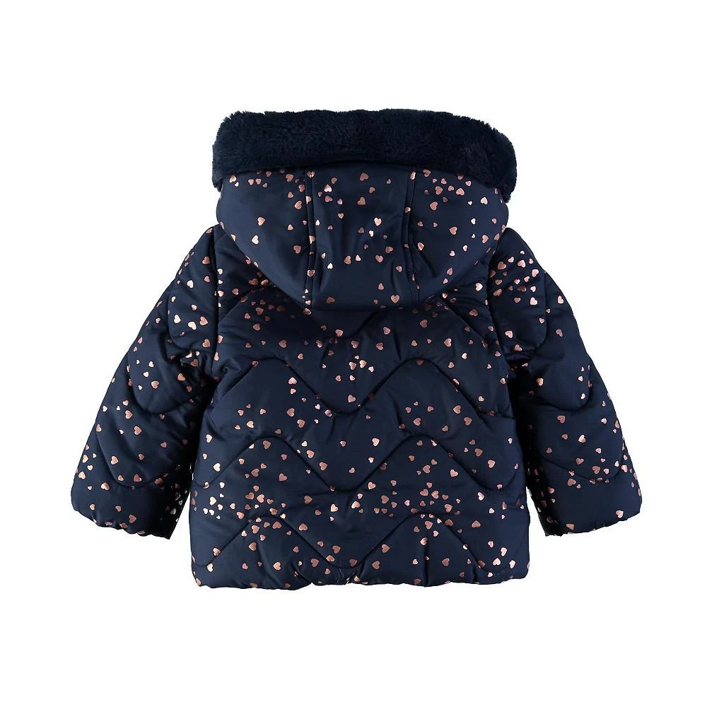 商品S Rothschild & CO|Baby Girls Heart Foil Print Quilted Puffer Hooded Jacket with Mittens,价格¥139,第2张图片详细描述