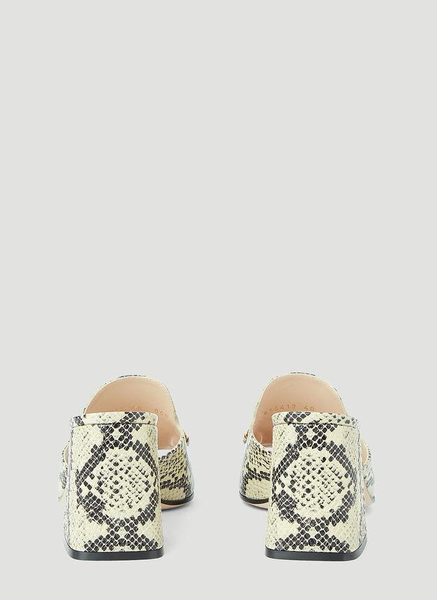 商品Gucci|Horsebit Python-Print Heeled Mules in Beige,价格¥5884,第6张图片详细描述