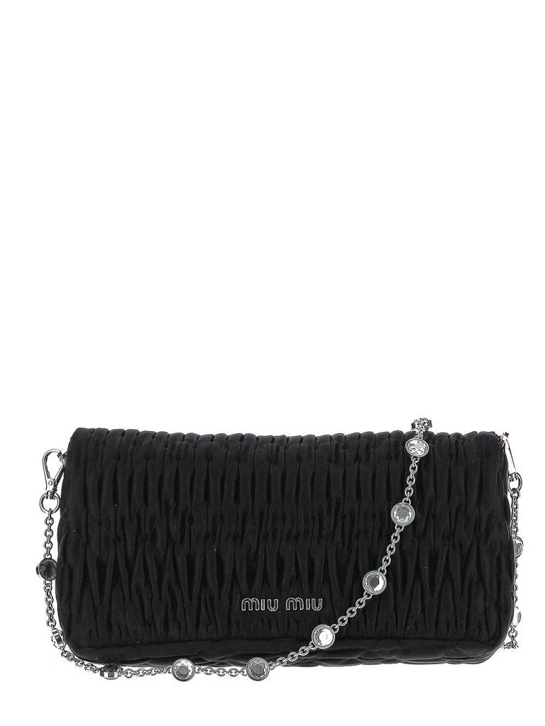 商品Miu Miu|Black Matelassé And Rhinestones Mini Bag,价格¥13066,第3张图片详细描述