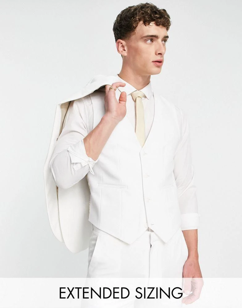 商品ASOS|ASOS DESIGN super skinny suit waistcoat in white,价格¥150,第1张图片