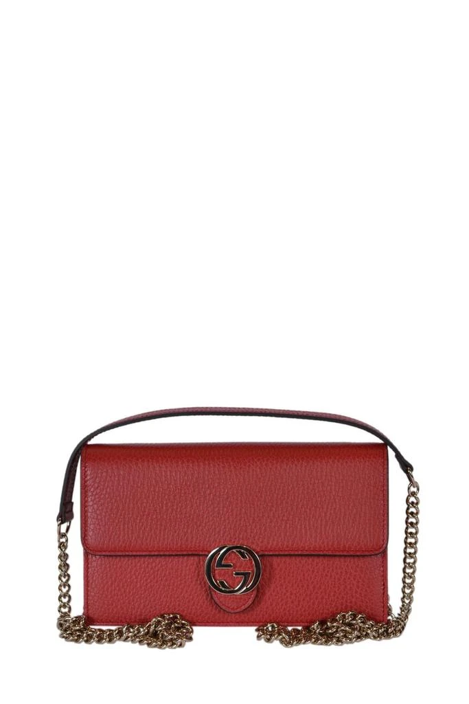 商品Gucci|Interlocking shoulder bag GG small Red leather,价格¥6798,第1张图片