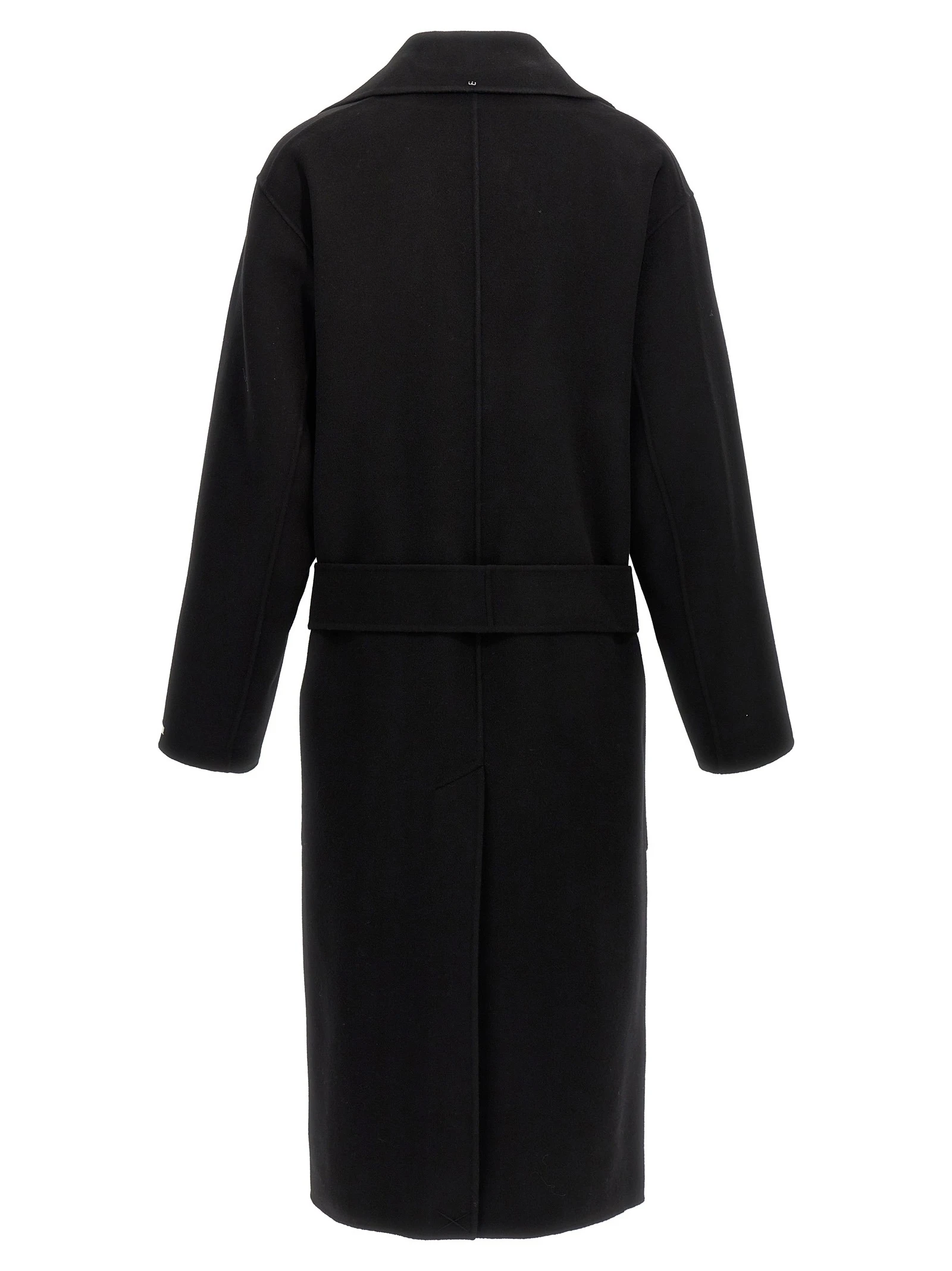 MAX MARA/麦丝玛拉 Sportmax系列 女士黑色羊毛腰部腰带后开衩翻领大衣VELENO013A 商品