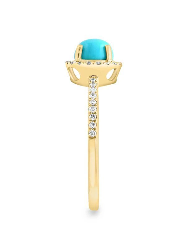 商品Effy|14K Yellow Gold, Turquoise & Diamond Ring,价格¥4318,第2张图片详细描述