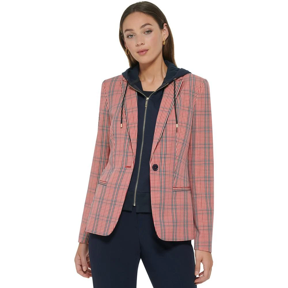 商品Tommy Hilfiger|Women's Plaid-Print Hooded Blazer,价格¥427,第5张图片详细描述