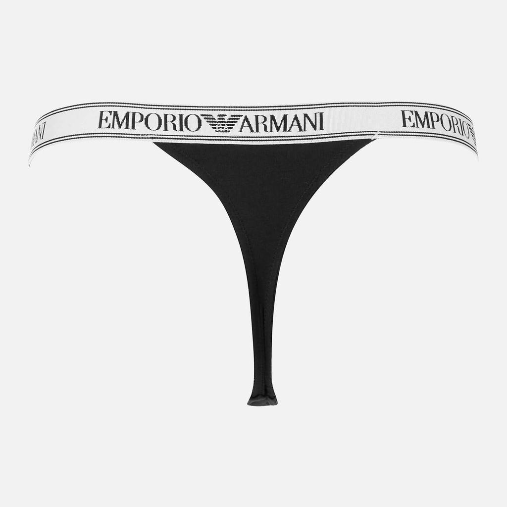商品Emporio Armani|Emporio Armani Women's Iconic Logoband Bi-Pack T-Thong - Black,价格¥156,第5张图片详细描述