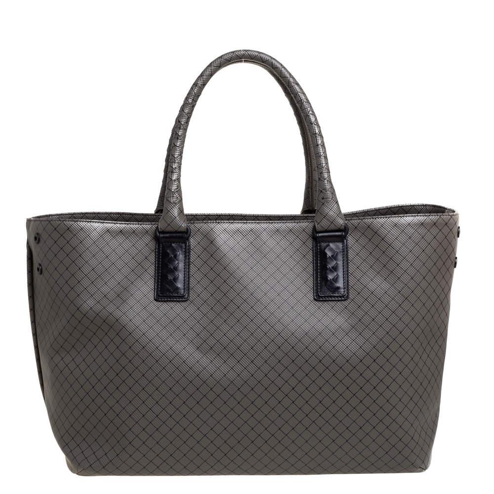 商品[二手商品] Bottega Veneta|Bottega Veneta Grey/Black PVC and Leather Marco Polo Tote,价格¥7240,第6张图片详细描述