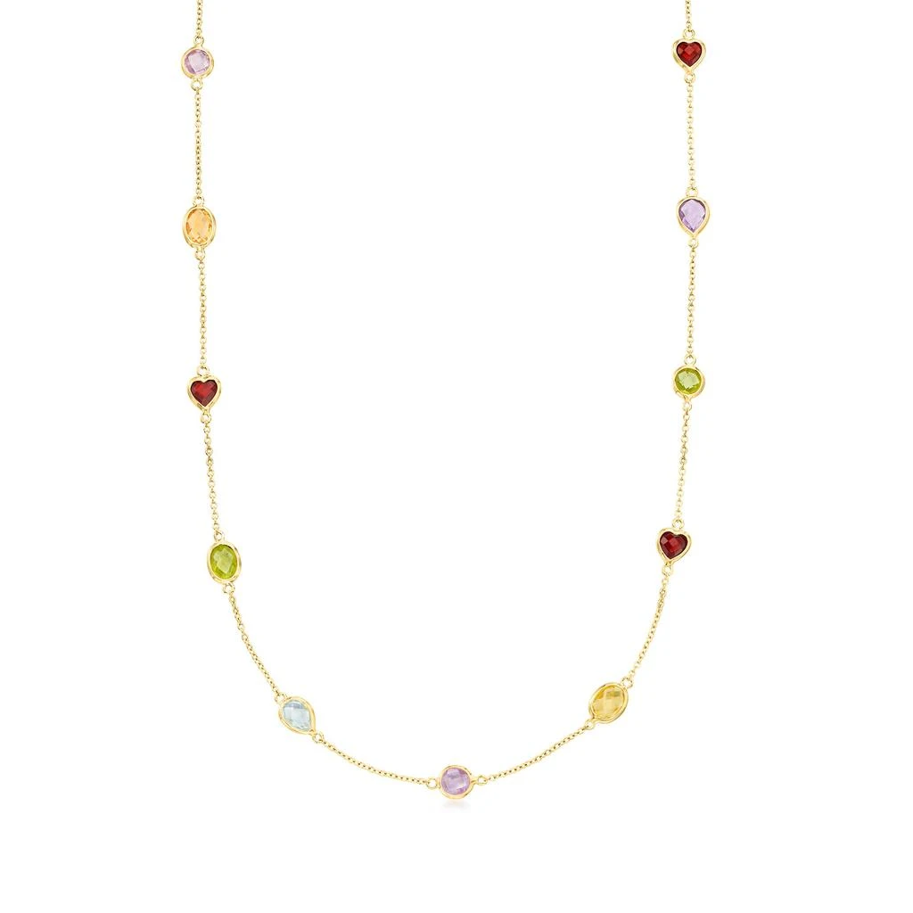 商品Ross-Simons|Multi-Stone Station Necklace in 18kt Gold Over Sterling,价格¥1197,第1张图片