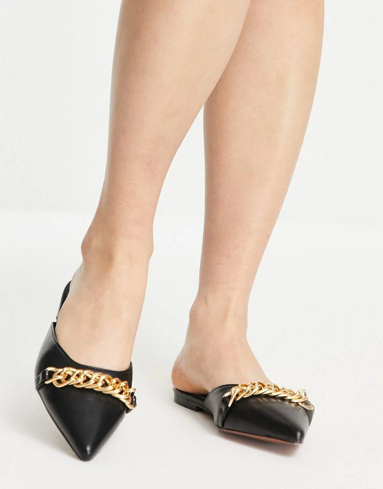 商品ASOS|ASOS DESIGN Lawful chain flat mules in black,价格¥107,第2张图片详细描述