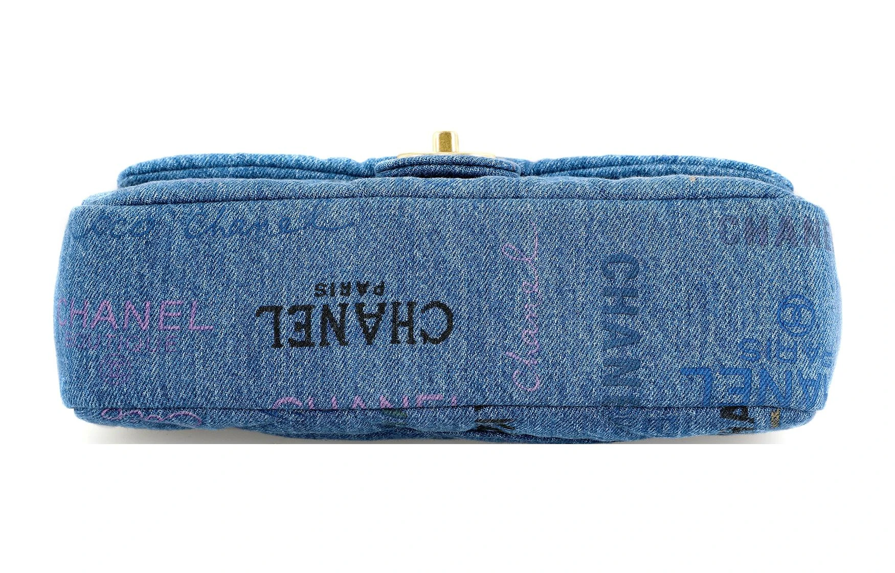 商品[国内直发] Chanel|香奈儿 Classic Flap CF 金扣链条 牛仔布 口盖包单肩斜挎包 常规 女款 蓝色,价格¥30713,第5张图片详细描述