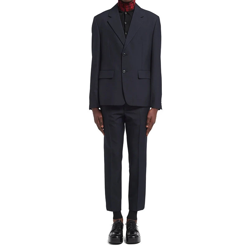 商品Prada|【预售3-7天】普拉达 男士蓝色单排扣羊毛混纺外套UGM169_1Y7M_F0008_S_212,价格¥21661,第6张图片详细描述
