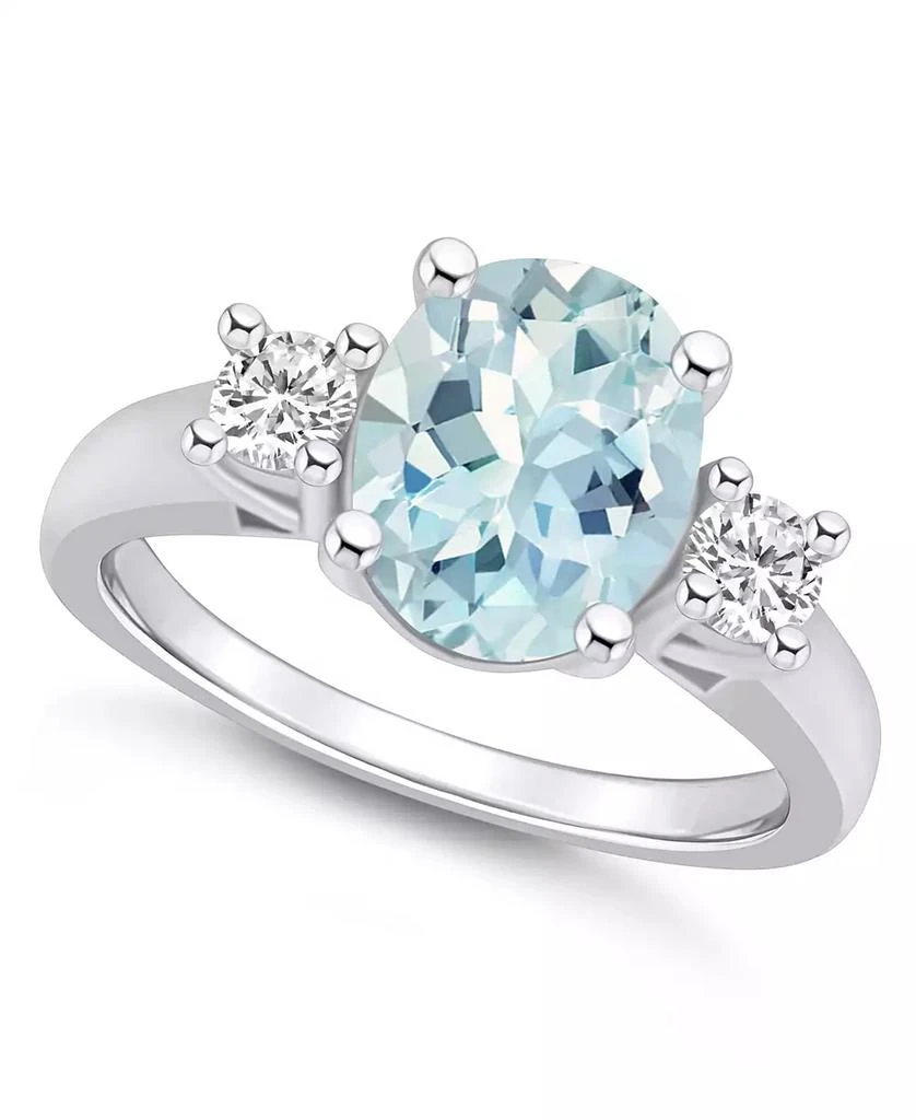 商品Macy's|Aquamarine and Diamond Ring (2-1/2 ct.t.w and 1/3 ct.t.w) 14K White Gold,价格¥12171,第1张图片