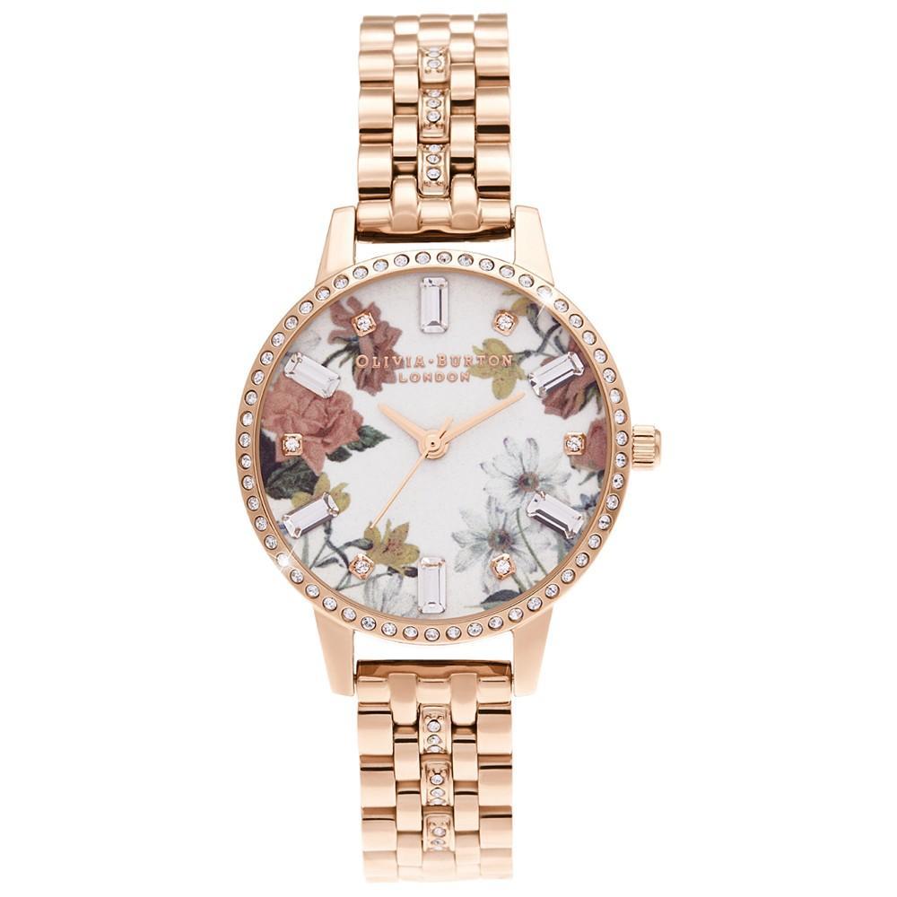 商品Olivia Burton|Women's Sparkle Floral Rose Gold-Tone Bracelet Watch 30mm,价格¥1207,第1张图片