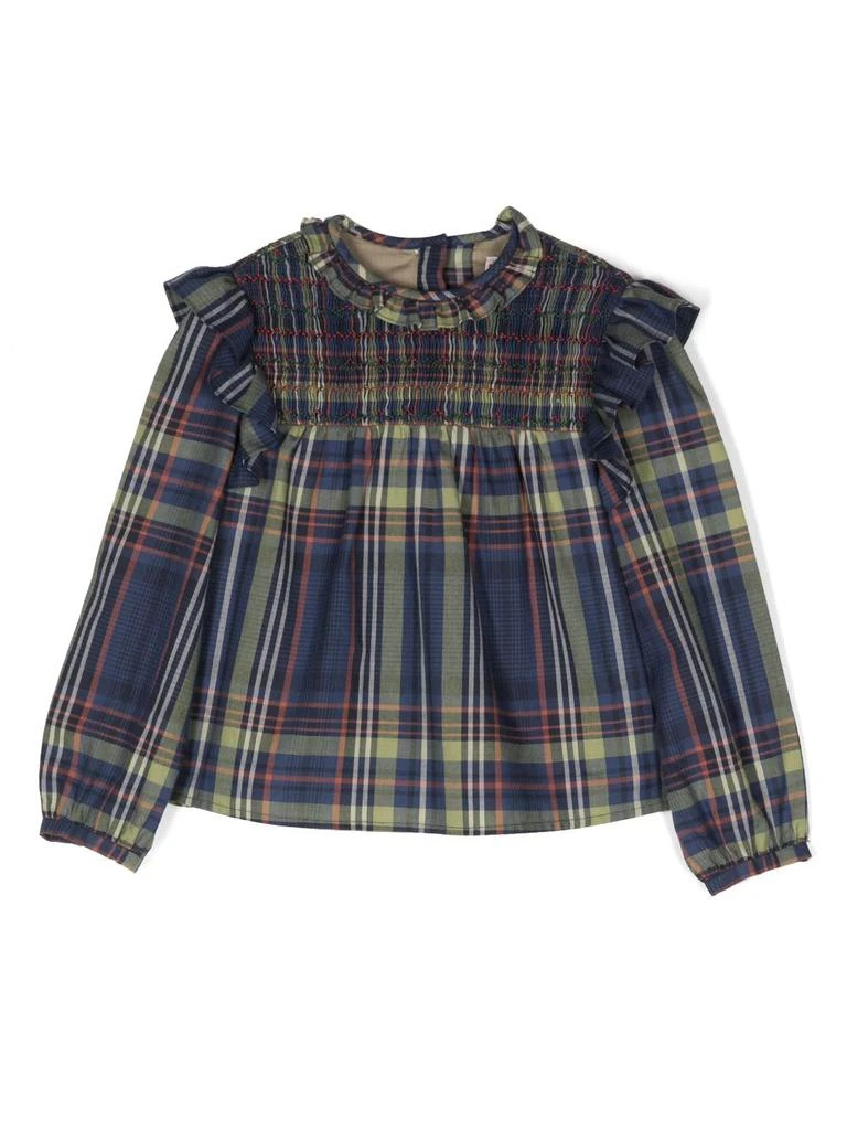 商品Bonpoint|Blusa Blu Check In Cotone Bambina,价格¥1650,第1张图片