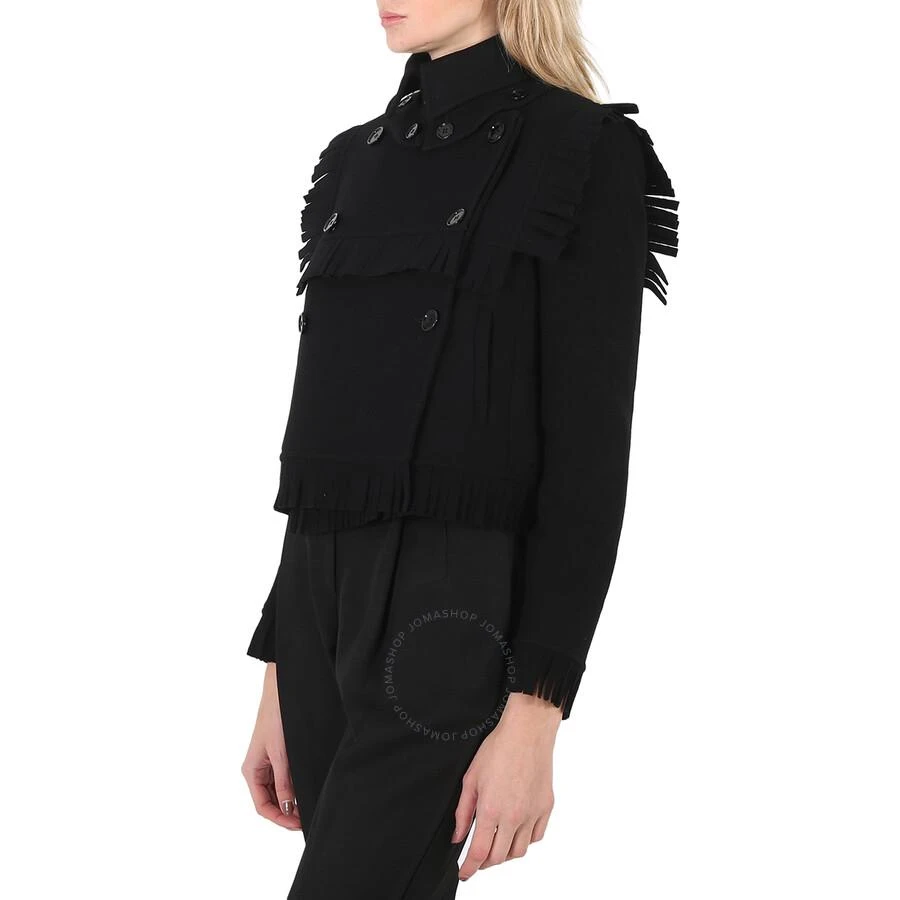 商品Burberry|Ladies Black Fringed Cashmere Wool Blend Cropped Trench Jacket,价格¥4243,第2张图片详细描述