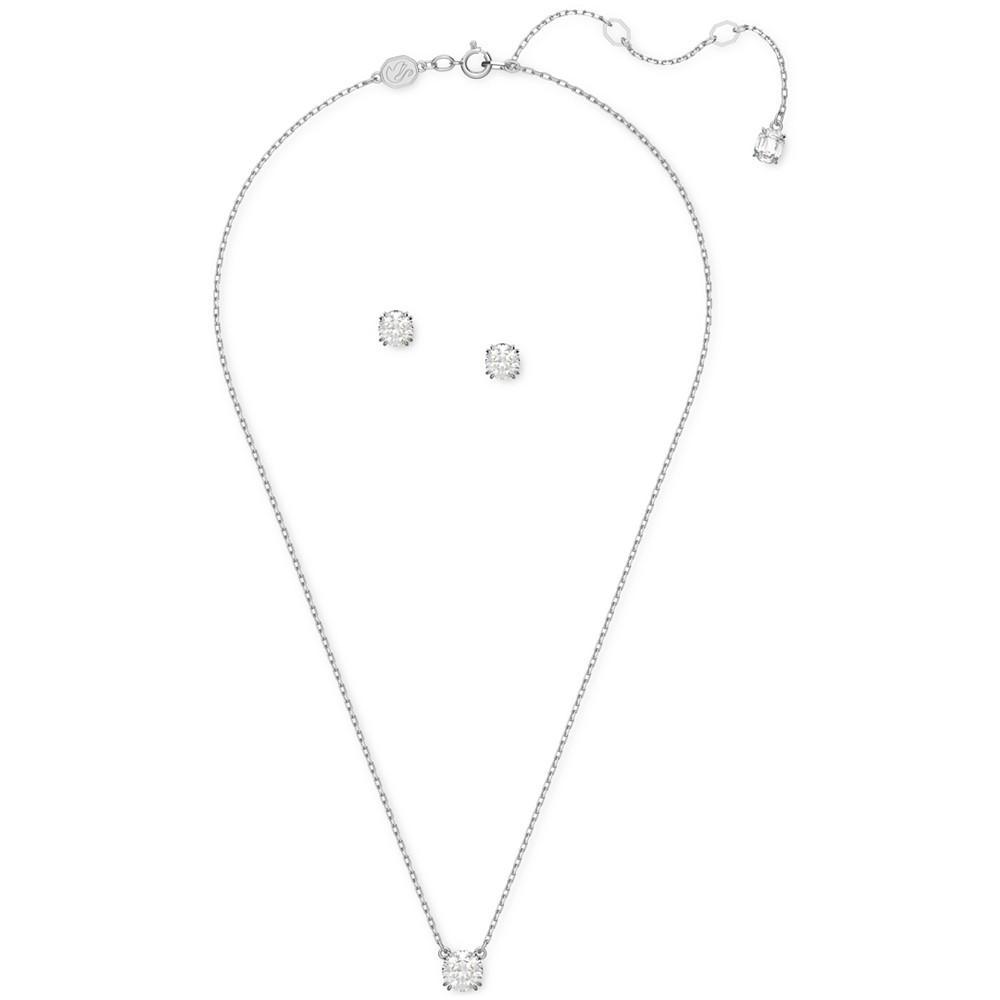 商品Swarovski|Silver-Tone 2-Pc. Set Crystal Earrings and Necklace, 14-7/8" + 2" extender,价格¥1439,第4张图片详细描述