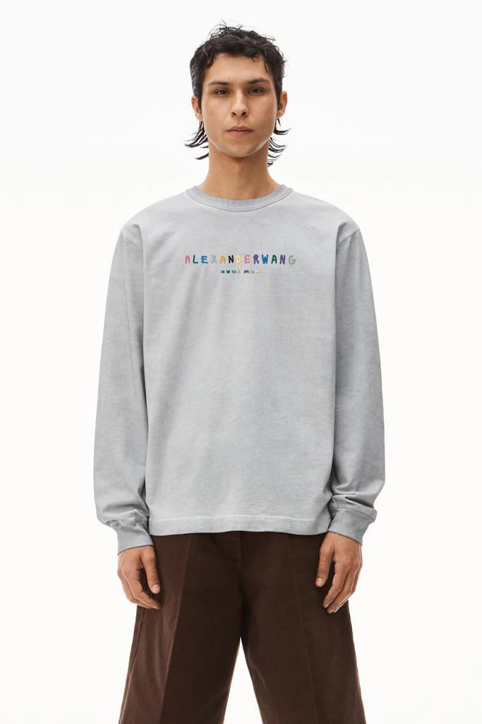 商品Alexander Wang|LONG-SLEEVE COLORFUL LOGO TEE IN JERSEY,价格¥1125,第4张图片详细描述