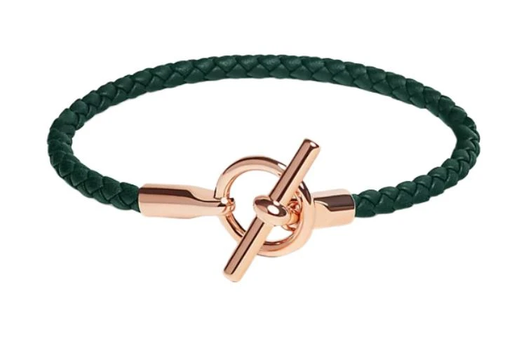 商品[国内直发] Hermes|爱马仕 Swift小牛皮编织 手链 女款 绿色,价格¥3223,第1张图片