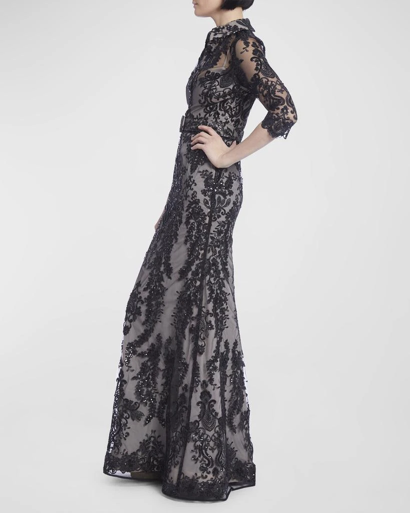 商品Badgley Mischka|Bead & Sequin A-Line Shirt Gown,价格¥3508,第2张图片详细描述