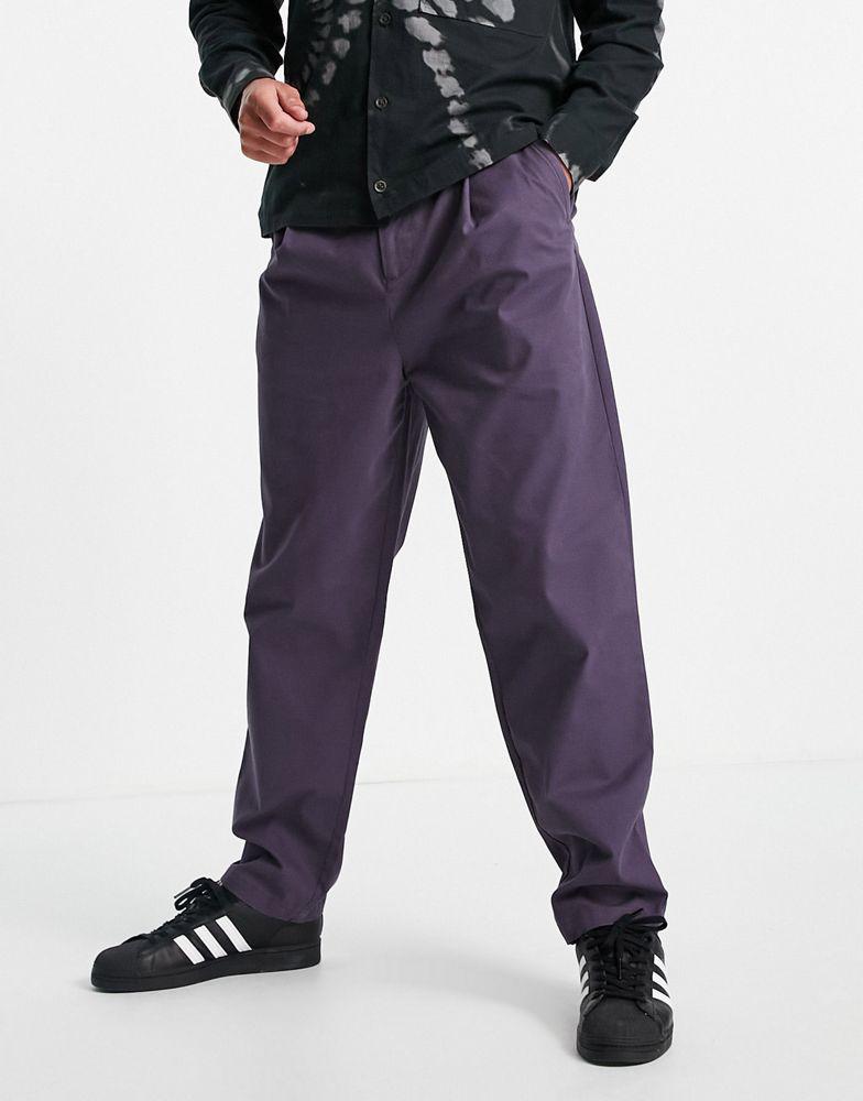 ASOS DESIGN wide leg chino trousers with pleats in washed navy商品第1张图片规格展示