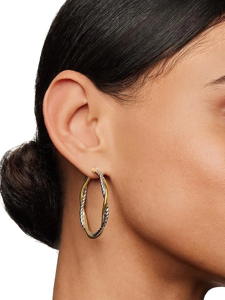 Infinity Hoop Earrings in Sterling Silver with 14K Yellow Gold, 42MM 商品