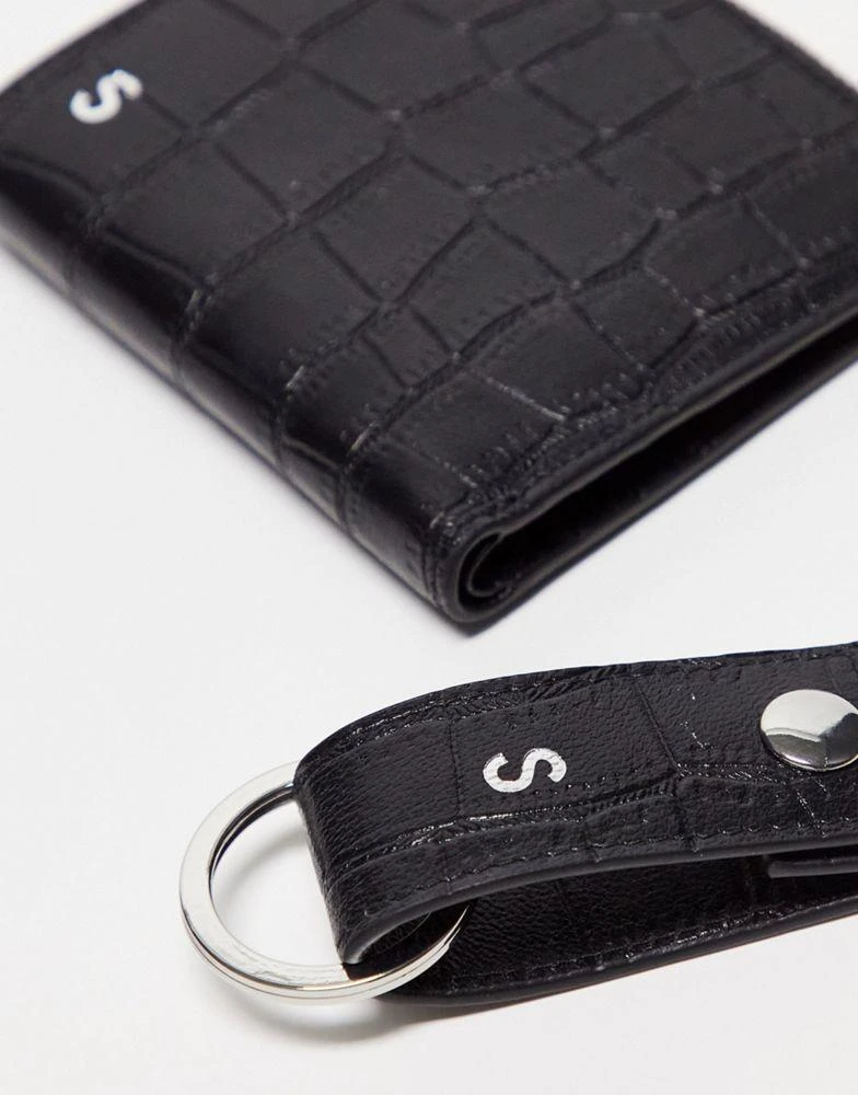 商品ASOS|ASOS DESIGN leather keyring and wallet set with S initial,价格¥104,第2张图片详细描述