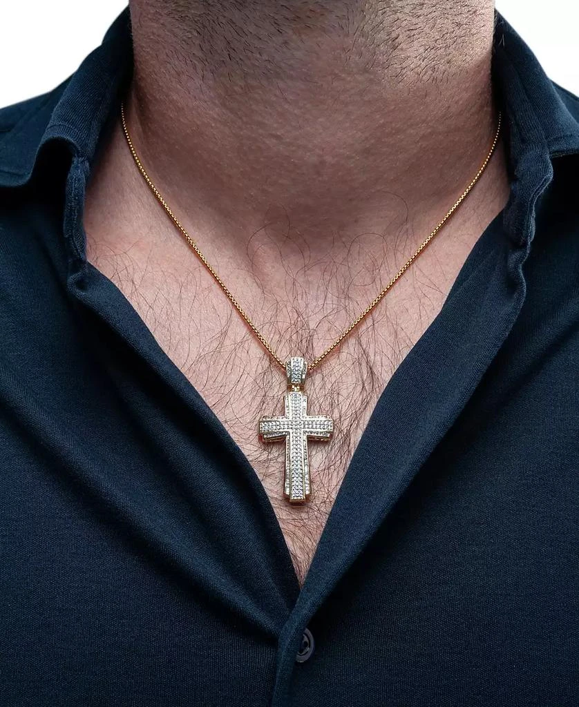 商品Macy's|Men's Cross 22" Pendant Necklace (1 ct. t.w.) in 14k Gold-Plated Sterling Silver Or Sterling Silver,价格¥3132,第2张图片详细描述