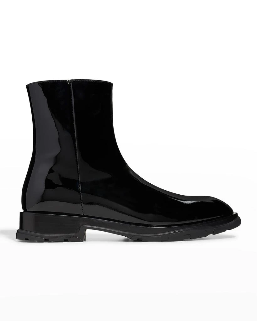 商品Alexander McQueen|Men's Slim Tread Shiny Patent Leather Boots,价格¥4315,第1张图片