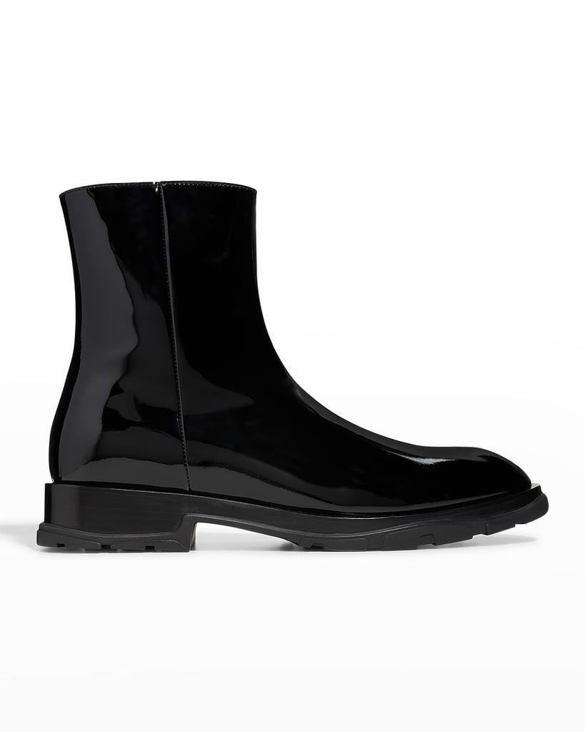 商品Alexander McQueen|Men's Slim Tread Shiny Patent Leather Boots,价格¥4119,第1张图片