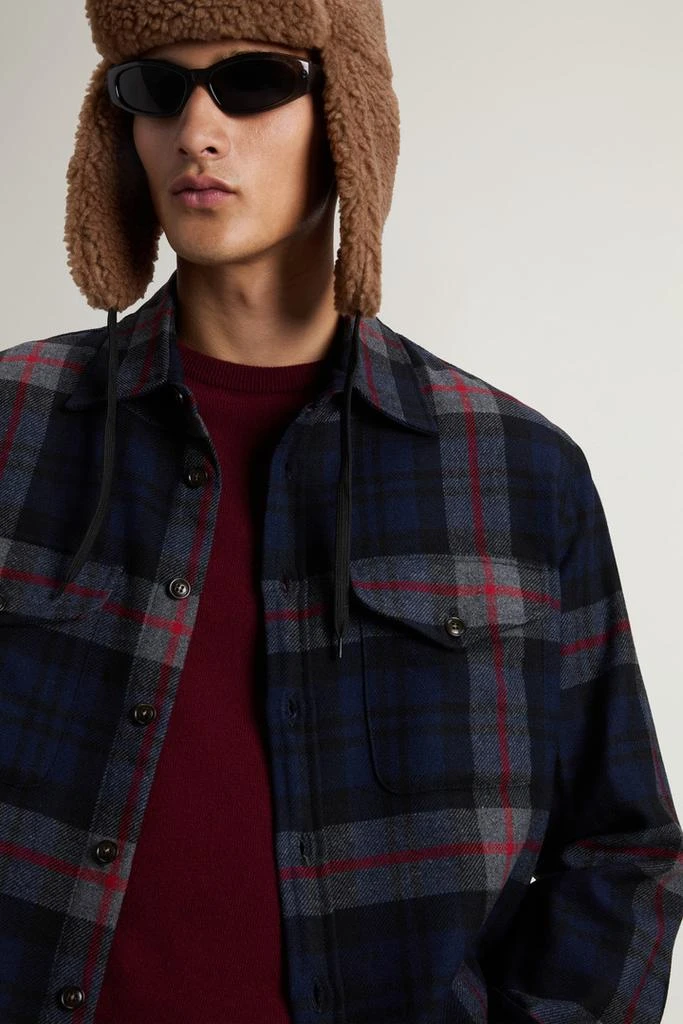 商品Woolrich|Wool Blend Oxbow Flannel Overshirt - Made in USA - Men - Blue,价格¥1543,第4张图片详细描述