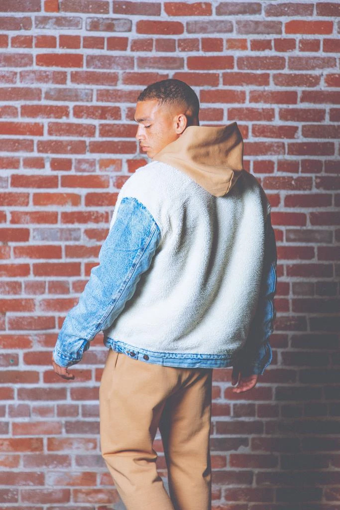 商品MNML|Sherpa Body Trucker Jacket - Blue/White,价格¥284,第3张图片详细描述