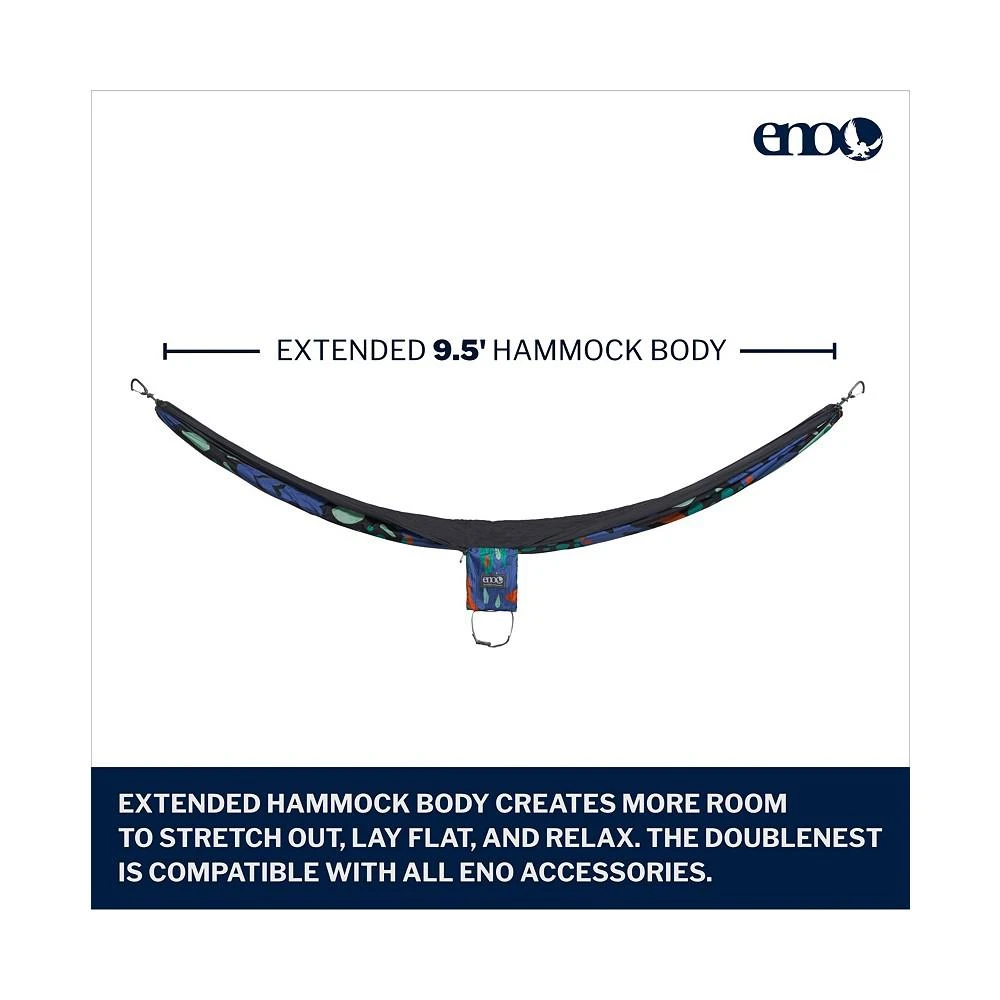 商品ENO|DoubleNest Hammock - Lightweight, Portable, 1 to 2 Person Hammock - For Camping, Hiking, Backpacking, Travel, a Festival, or the Beach - Lagoon/Charcoal,价格¥632,第2张图片详细描述