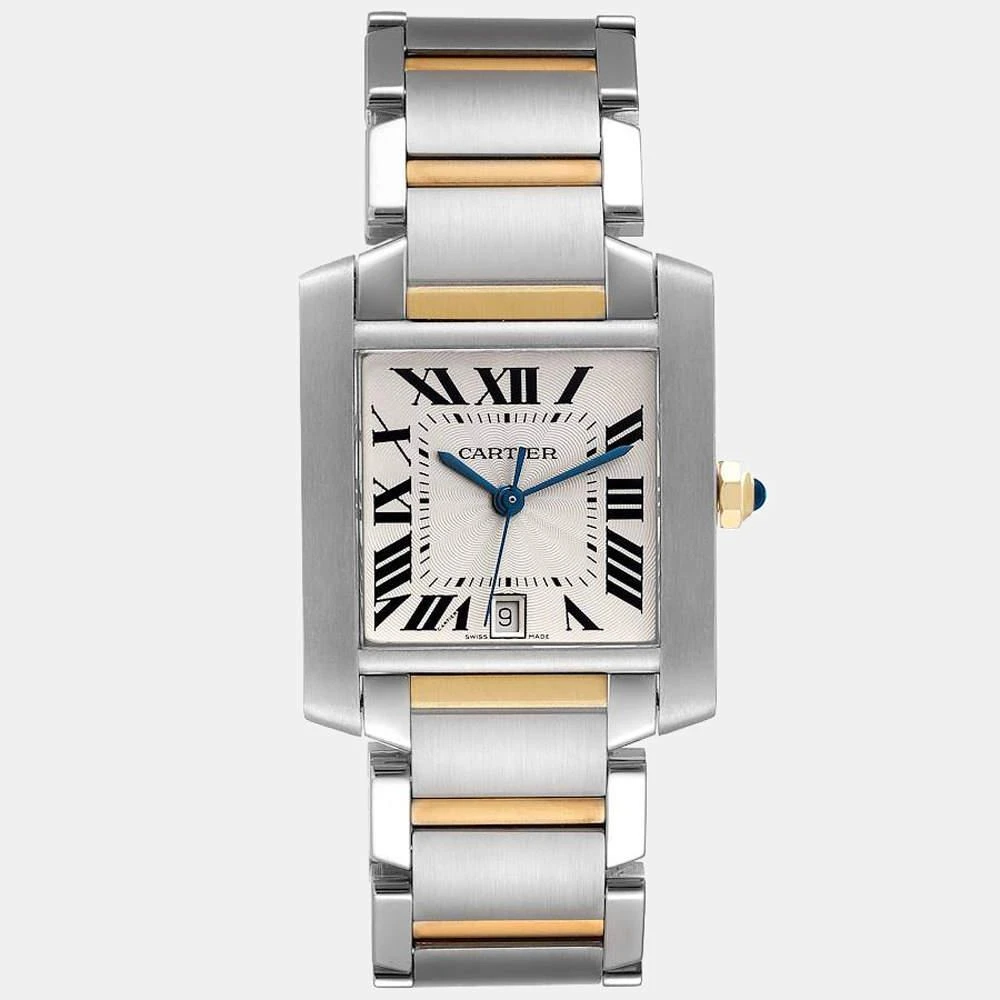 商品[二手商品] Cartier|Cartier Silver 18k Yellow Gold And Stainless Steel Tank Francaise W51005Q4 Automatic Men's Wristwatch 28 mm,价格¥36623,第1张图片