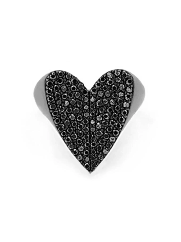 商品Sheryl Lowe|Black-Rhodium-Plated & 1.21 TCW Diamond Folded Heart Ring,价格¥11596,第1张图片