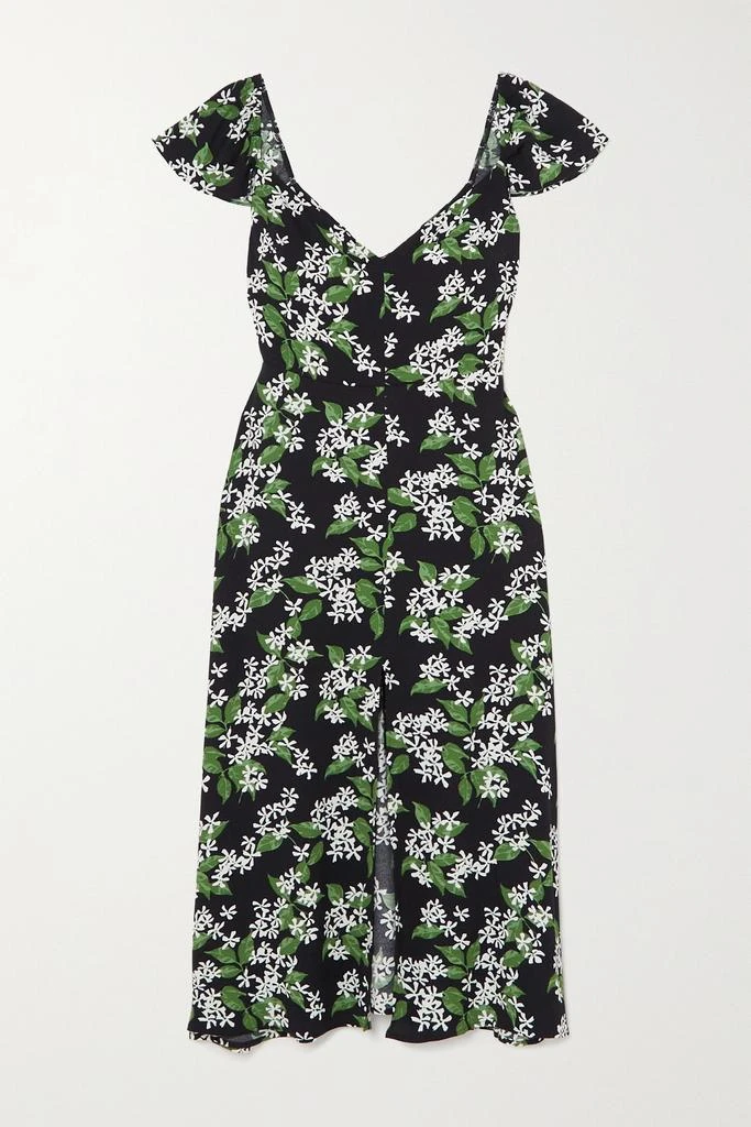 商品Reformation|Baxley 花卉印花双绉中长连衣裙  - US0,价格¥1490,第1张图片