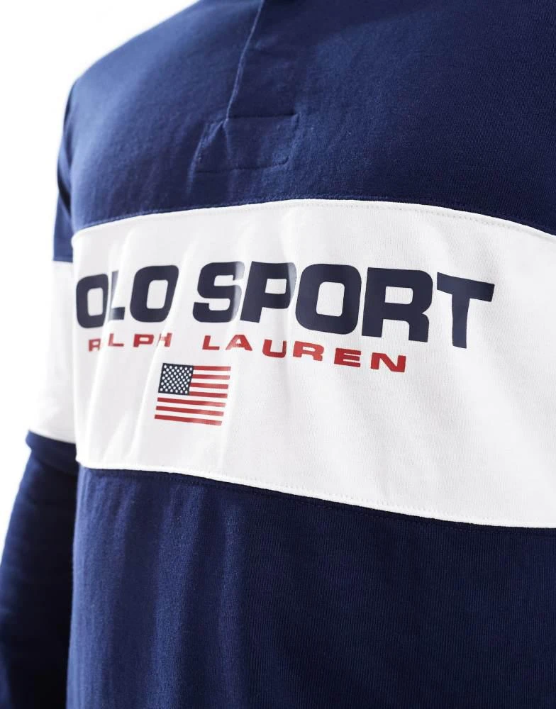 商品Ralph Lauren|Polo Ralph Lauren Sport capsule flag logo chect panel rugby polo classic oversized fit in navy,价格¥1085,第3张图片详细描述
