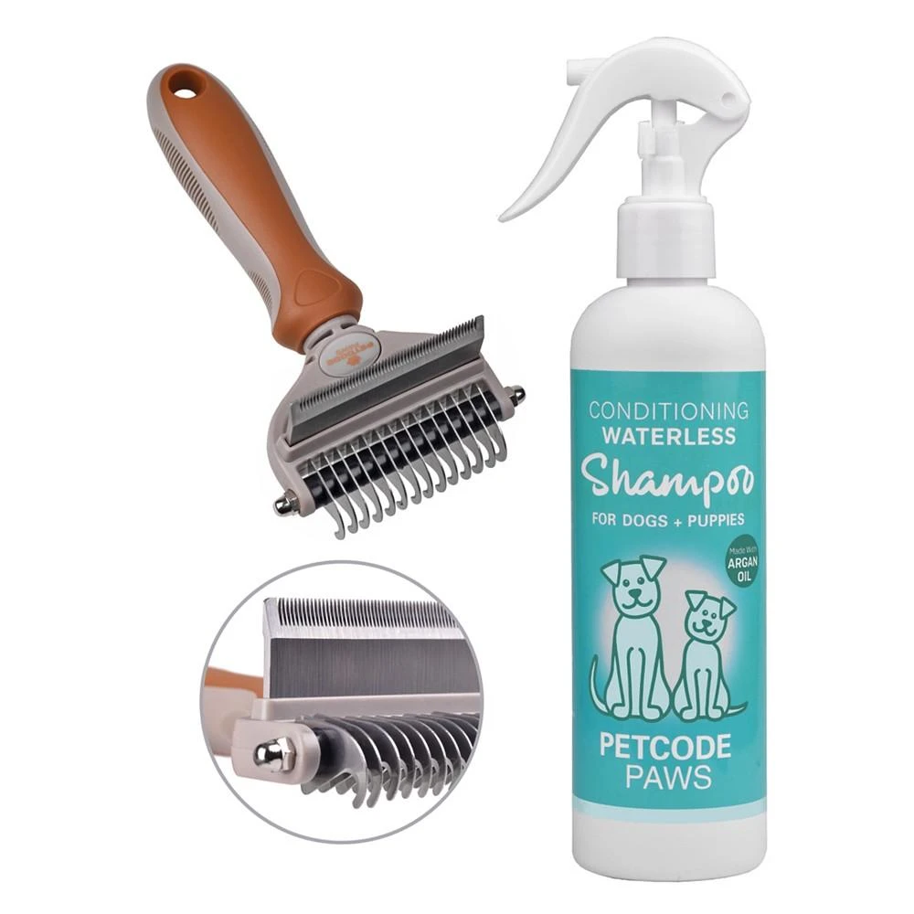 商品Petcode Paws|Dog Detangling Kit with Duo Brush and Leave- in Shampoo Conditioner Spray,价格¥276,第1张图片