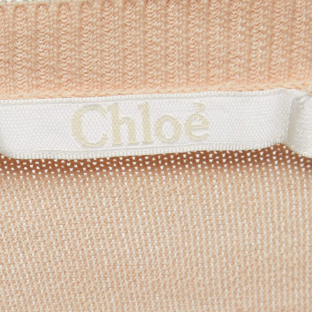 商品[二手商品] Chloé|Chloe Beige Cotton Knit Floral Sleeve Detail Top XS,价格¥751,第5张图片详细描述