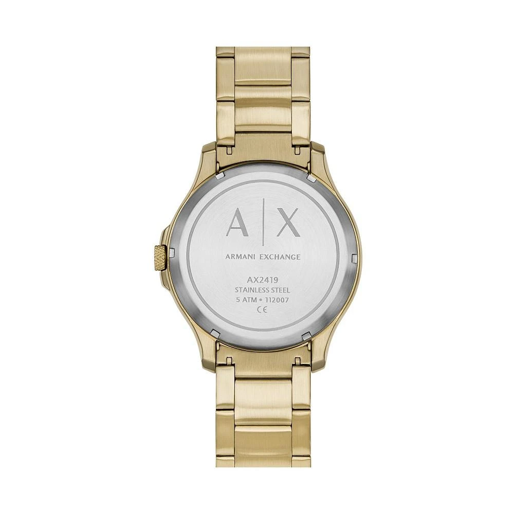 商品Armani Exchange|Men's Gold-Tone Stainless Steel Bracelet Watch 46mm,价格¥1302,第4张图片详细描述