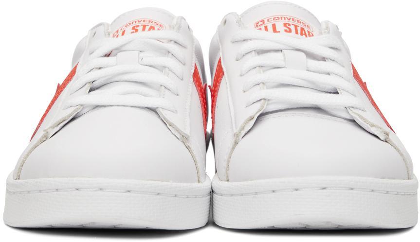 商品Converse|White & Orange Leather Pro OX Sneakers,价格¥556,第4张图片详细描述