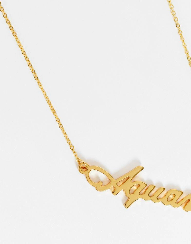 商品ASOS|ASOS DESIGN 14k gold plated necklace with zodiac aquarius pendant,价格¥49,第3张图片详细描述
